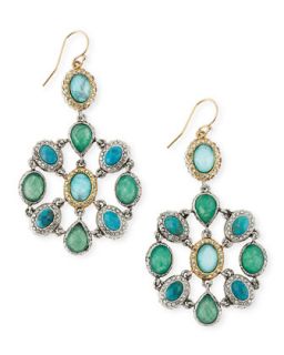 Chrysocolla & Crystal Mosaic Dangle Earrings   Alexis Bittar   Green