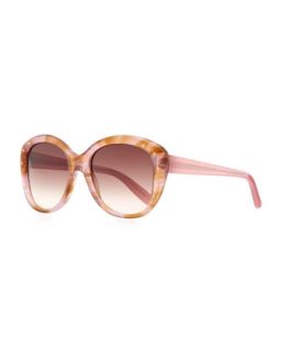 Large Variegated Sunglasses with Studs, Pink/Brown   Bottega Veneta   Pink
