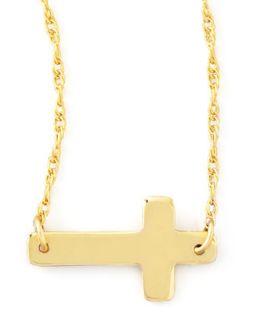 Gold Plate Integrated Cross Necklace   Moon and Lola   Gold