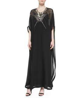 Womens Clare Beaded Long Caftan Dress, Black   Diane von Furstenberg   Black