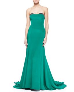 Womens Embellished Sweetheart Neck Strapless Gown   Lela Rose   Emerald (10)