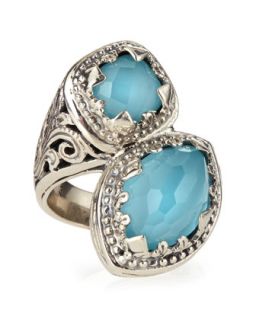 Turquoise & Rock Crystal Doublet Bypass Ring   Konstantino   Turquoise (7)