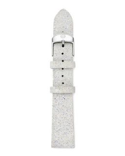 18mm Crystal Covered Leather Strap, White   MICHELE   White (18mm )