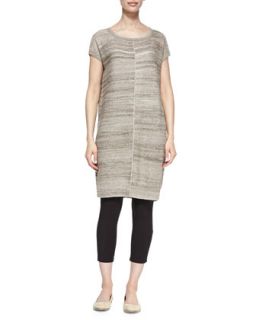 Womens Short Sleeve Linen Blend Tunic   Joan Vass   Linen (2 (10/12))