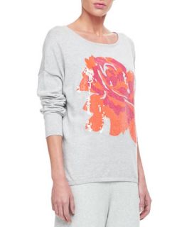 Sequin Dolman Sleeve Sweater, Womens   Joan Vass   Soft grey (1X (14/16))
