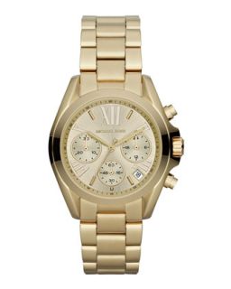 Mid Size Golden Stainless Steel Bradshaw Chronograph Watch   Michael Kors   Gold