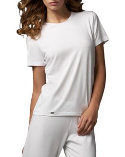 Womens Tricot Short Sleeve Top, White   La Perla   White (X LARGE/5)