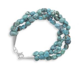 7.5" Triple Strand Turquoise Nugget Bracelet Clothing