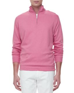 Mens Fleece Mock Neck Pullover, Pink   Peter Millar   Pink (MEDIUM)