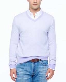 Mens Birdseye V neck sweater, lavender   Lavender (MEDIUM)