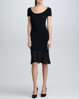 Womens Cap Sleeve Crochet Knit Dress, Black   Ralph Lauren Black Label   Black