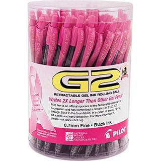 Pilot G2 BCA Gel Retractable Pens, Fine Point, Black, 48/Pack