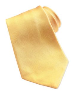 Mens Solid Silk Oxford Tie, Maize   Kiton   Maize