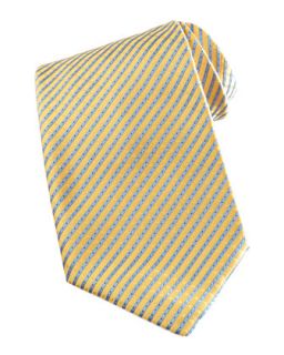 Mens Narrow Striped Silk Tie, Yellow/Blue   Stefano Ricci   Ylwblu