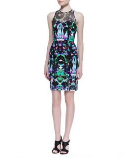 Womens Mesh Top Graphic Orchid Print Dress, Multicolor   Milly   Multi (10)