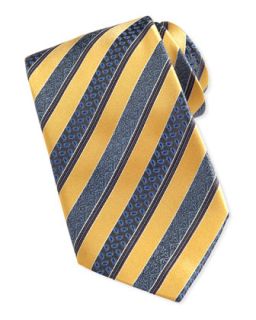 Mens Woven Satin Paisley Stripe Tie, Yellow   Ermenegildo Zegna   Yellow