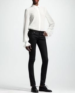Womens Skinny Low Waist Jeans, Black   Saint Laurent   Nero (26)
