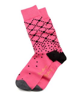 Spotted Diamond Mens Socks, Black/Pink   Arthur George by Robert Kardashian  