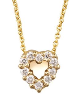 Pave Heart Necklace, Small   Roberto Coin   Gold