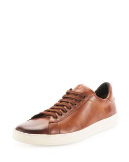 Mens Russel Calf Leather Low Top Sneaker, Light Brown   Tom Ford   Light brown
