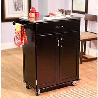 TMS Kitchen Cart With Stainless Steel Top, Black
