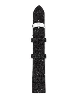 18mm Crystal Covered Leather Strap, Black   MICHELE   Black (18mm )