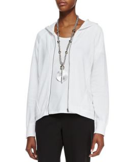 Womens Organic Cotton Hooded Wedge Cardigan   Eileen Fisher   White (L (14/16))