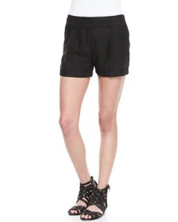 Womens Stella Cuffed Linen Blend Shorts   Milly   Black (6)