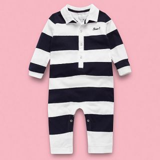 J by Jasper Conran Designer Babies navy block striped romper suit