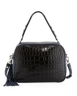 Nora Convertible Embossed Croco & Soft Grained Leather Shoulder/Satchel Bag,