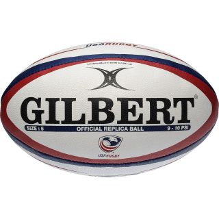 GILBERT USA Rugby Official Replica Ball   Size 5, Scarlet/white