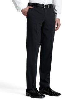 Mens Tuxedo Pants with Satin Side Stripe, Black   Versace Collection   Black