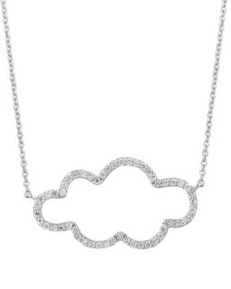 18k White Gold Small Cloud Diamond Pendant Necklace   A Link   White (18k )