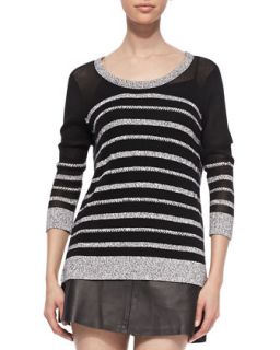 Womens Azra Striped Knit Pullover   Rag & Bone   Black (X SMALL)