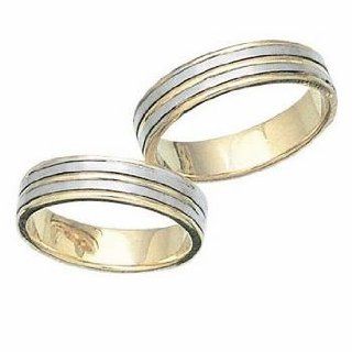 Two Tone Comfort Fit 14k Gold His And Hers Wedding Ring 6 mm Jewelry