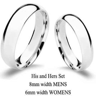 Authentic 925 Sterling Silver His and Hers Wedding Band Set with Free Engraving Jewelry