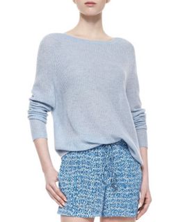 Womens Lightweight Loose Cashmere Sweater, Chambray   Vince   Chambray (LARGE)