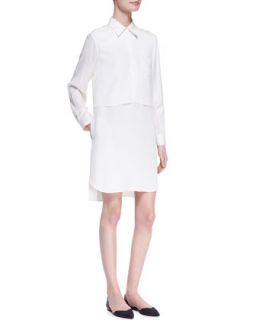Womens Long Sleeve Double Layer Shirtdress   3.1 Phillip Lim   Antique white