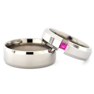 His and Her's Wedding Ring Set with a Princess Cut Gemstone His And Hers Wedding Band Set Jewelry