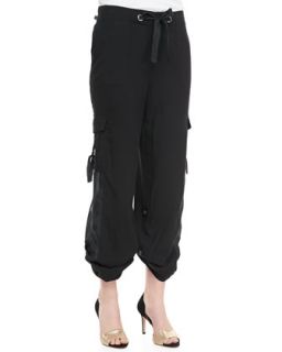 Silk Cargo Pants, Womens   Go Silk   Black (1X (16 18W))