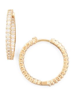 25mm Rose Gold Diamond Huggie Hoop Earrings, 1.53ct   Roberto Coin   Gold (25mm