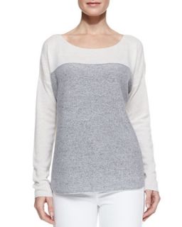 Womens Colorblock Cashmere Sweater   Vince   Aubergine combo (LARGE)