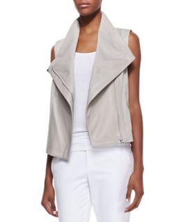 Womens Leather/Knit Asymmetric Vest   Vince   Sandstone (SMALL)