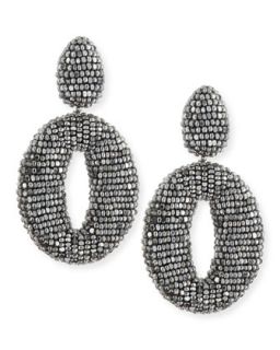 Oscar O Crystal Clip Earrings, Silver   Oscar de la Renta   Silver