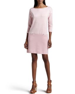 Womens Striped Interlock Dress, Petite   Joan Vass   Blossom pink/Egre (1P