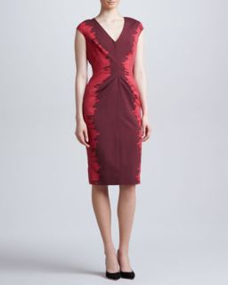 Womens Side Printed V Neck Dress, Plum/Berry   Lela Rose   Berry/Plum (4)