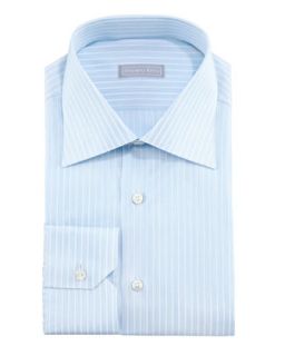 Mens Micro Dash Striped Dress Shirt, Blue/White   Stefano Ricci   Blue/White