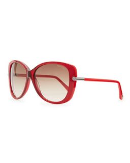 Linda Acetate Butterfly Sunglasses, Red   Tom Ford   Red