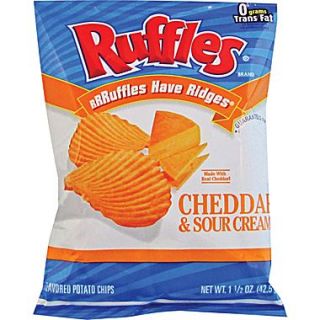 Ruffles Cheddar & Sour Cream Potato Chips, 1.5 oz. Bags, 64 Bags/Box