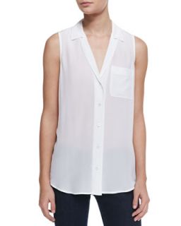 Womens Keira Silk Button Up Top   Equipment   Bright white (SMALL/4)